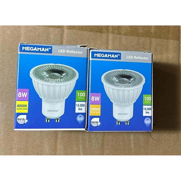 MEGAMAN SPOTLIGHT LED 8W 220V GU10 CAHAYA WARMWHITE & NATURALWHITE BODY PUTIH