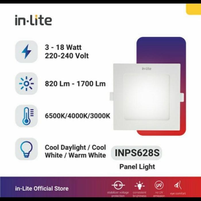 In-Lite LED Lampu Downlight Panel Inbow Kotak INPS628S 3 Watt 6 Watt 9 Watt 12 Watt 18 Watt