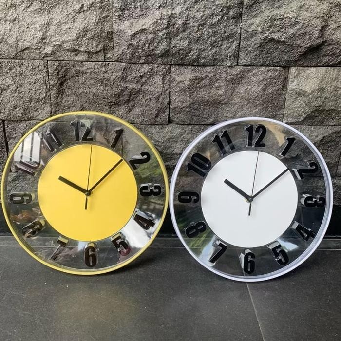 Jam Dinding Elegan Transparan Angka Timbul