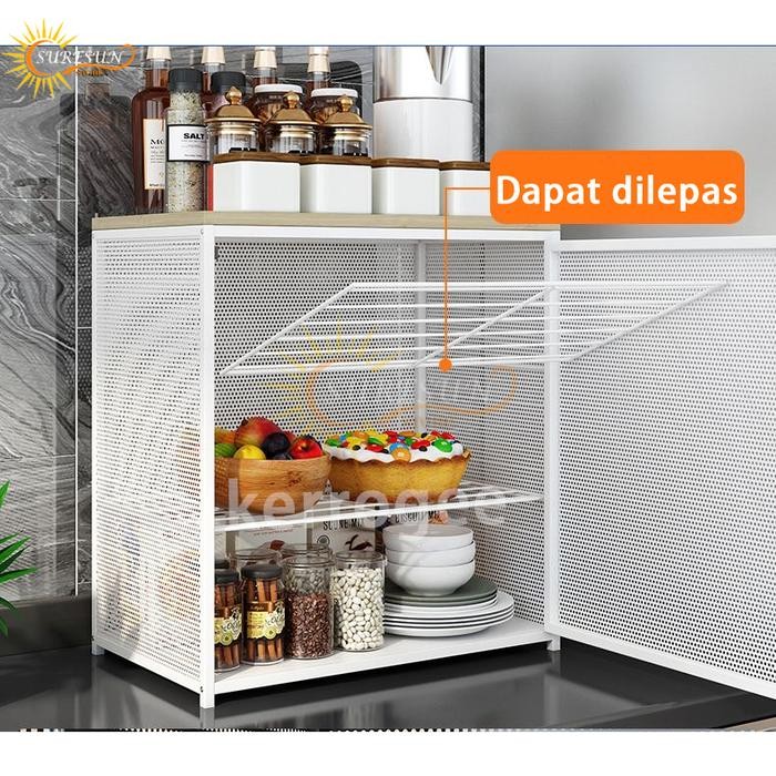 PREMIUM Lemari Makanan Minimalis Rak Dapur Stainless Rak Penyimpanan Serbaguna