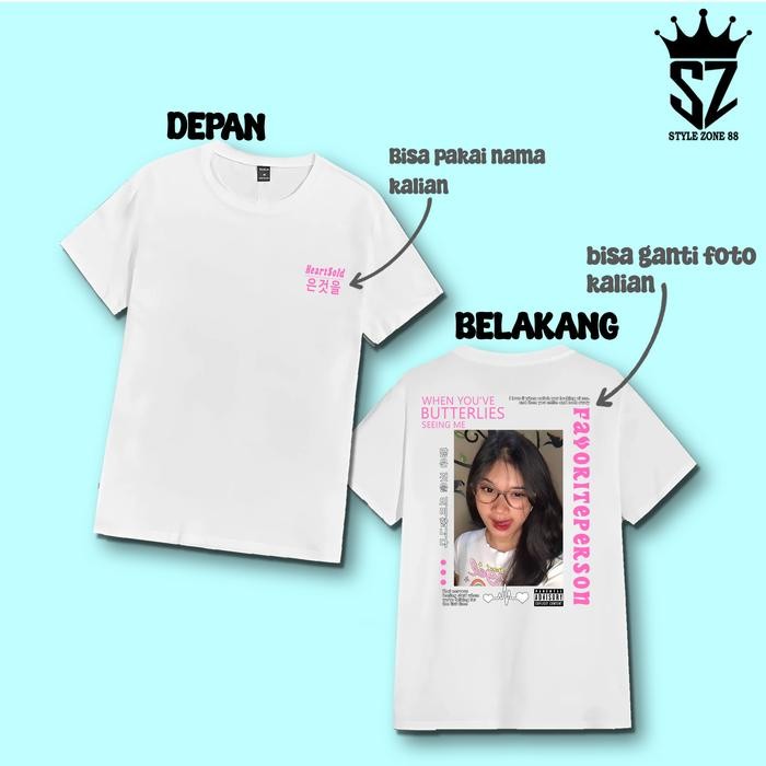 Kaos Costum Bucin FAVTE PERSON Bisa Ganti foto dan nama Pasangan atau nama sendiri Pria dan Wanita -