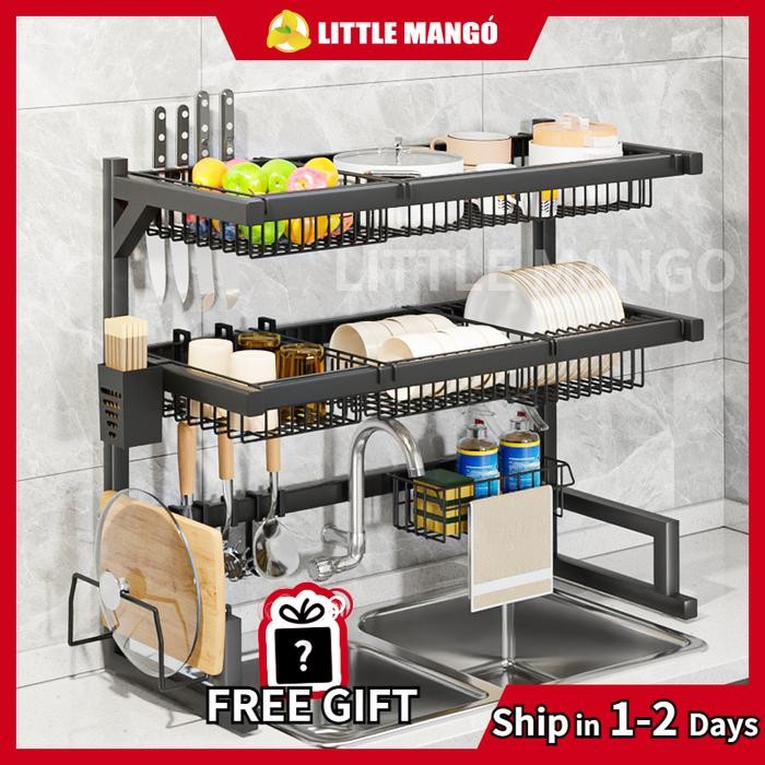 PREMIUM Rak Piring Wastafel Stainless Steel Rak Cuci Piring Wastafel Rak Dapur Rak Piring Gantung