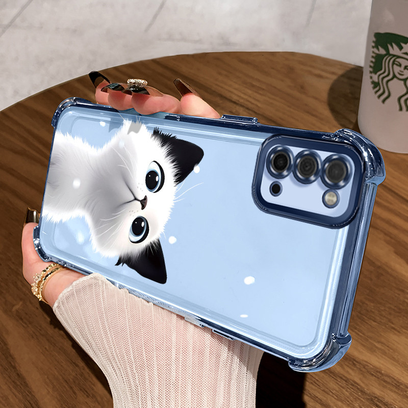 Casing Hp untuk Samsung A03s A02s M02s F02s Case Casing Softcase Kucing Hitam Putih HP Kasus Ponsel 