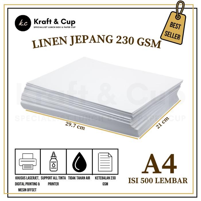 

Kertas Linen A4 230 gr isi 500 lbr / Kertas Linen Jepang 230 gr A4