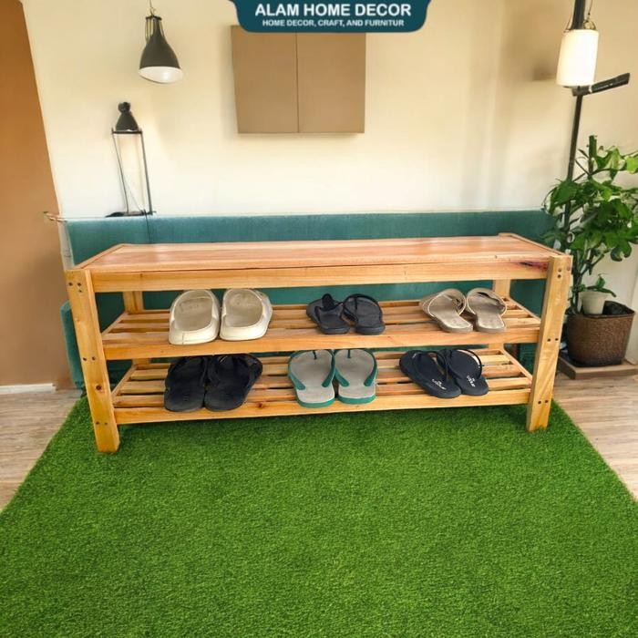 Rak Sepatu Kursi Panjang Multifungsi Serbaguna Furniture - Model Terbaru Kayu Penyimpanan