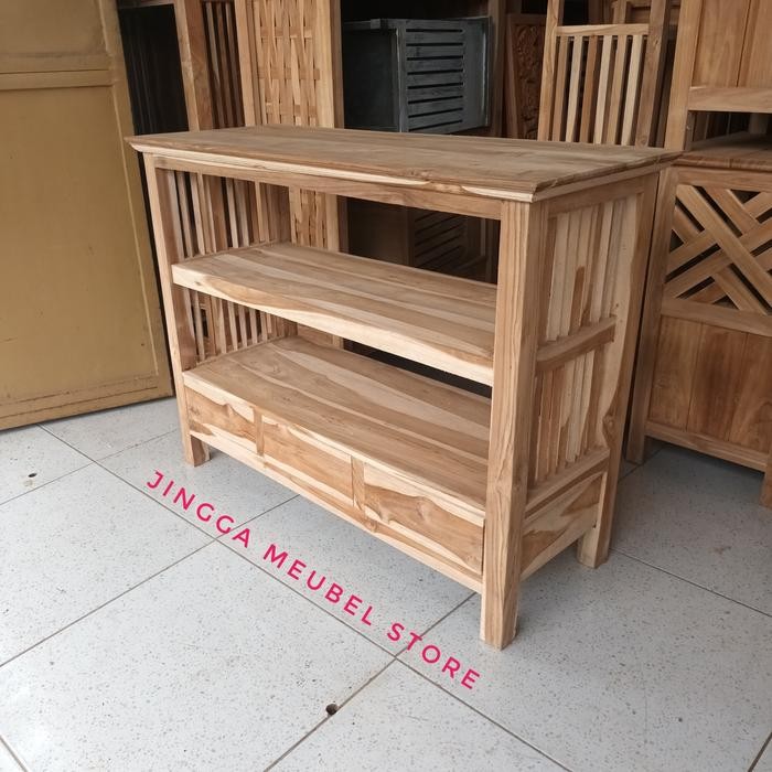Rak Sepatu Rak Buku Meja Tv Rak Serbaguna Kayu Jati