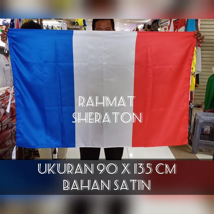 

Terlaris bendera negara prancis ukuran 90 x 135 cm bahan satin SALE