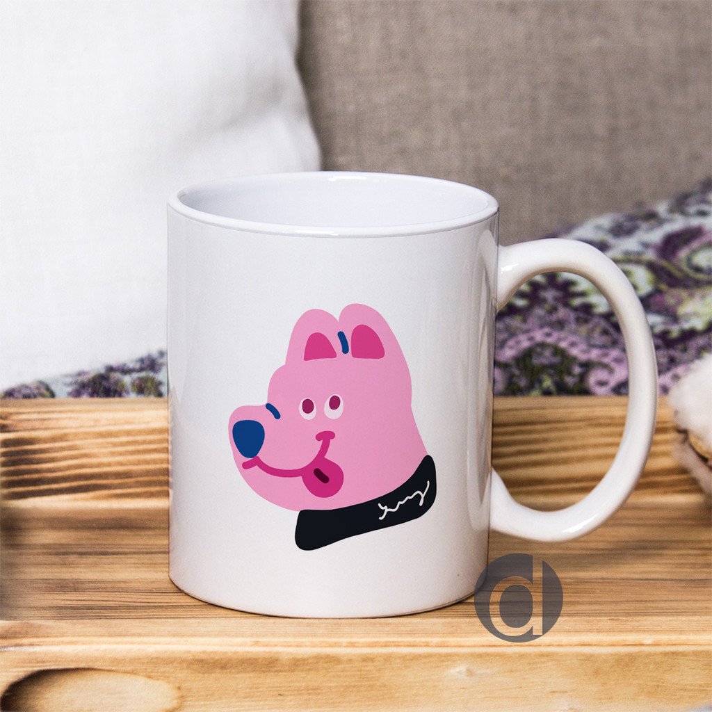 Mug Karakter Lucu Hewan Dog Pink Lucu Karakter Kartun V2