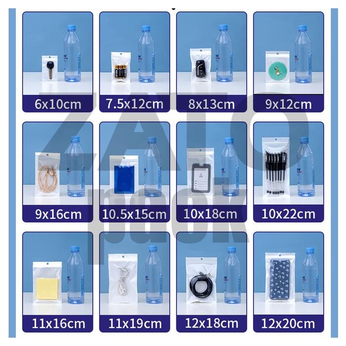 

16X24 CM 100 PCS PLASTIK KLIP PLASTIK ZIPLOCK PUTIH MIX CLEAR KEMASAN PACKAGING ZATOPACK KODE 303