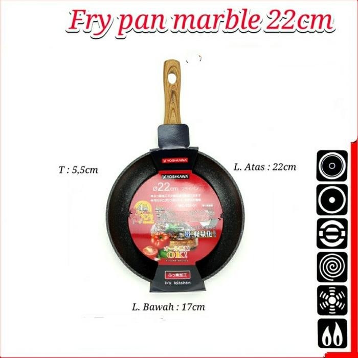 Frypan Penggorengan Keramik Marble Yoshikawa 18 20 22 Cm Gratisongkir