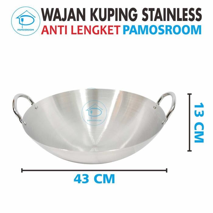 Calypso Wajan 43Cm Kuali Wajan Penggorengan Stainless Steel Ukuran 43Cm Anti Lengket Gratisongkir