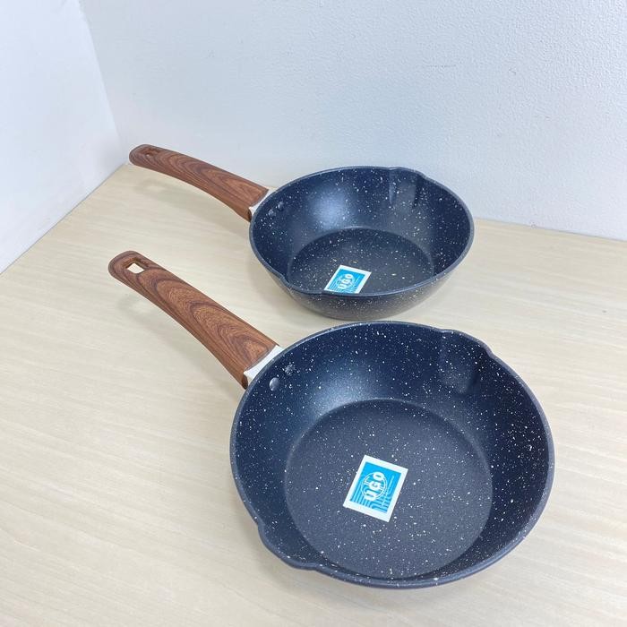 Ugo Fry Pan Wajan Penggorengan Marble Granite Coating Anti Lengket Wajan Frypan Anti Lengket Deep