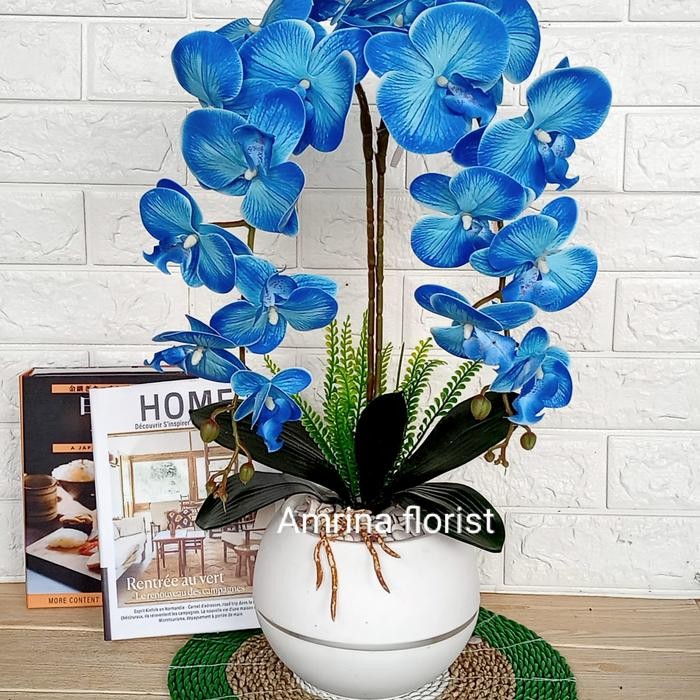 bunga anggrek latex jumbo artificial pot bola//bunga anggrek bulan