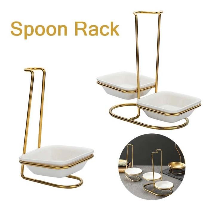 Tempat Sendok Stainless Steel Ladle Soup Holder Rak Holder Sendok Sup Ladle Holder Emas Dengan