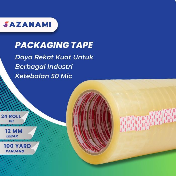 

Isolasi Bening 12MM X 100Y sazanami 1/2" Inch lakban bening selotip