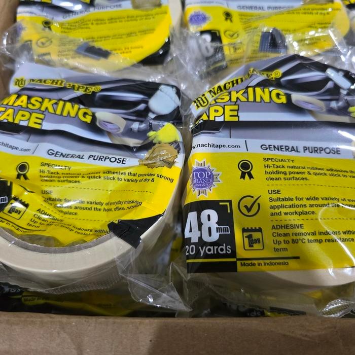 

Masking tape/Lakban kertas Nachi 2inch 48mm x 18mtr (min 1dus =48roll)