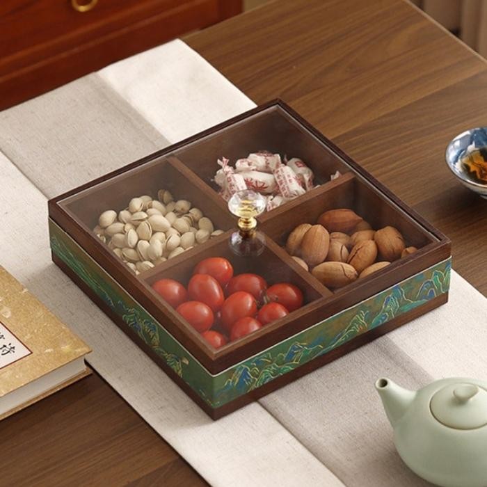 

Oriental Bamboo Wood Candy Container Pajangan Tempat Manisan Hari Raya Natal / Imlek