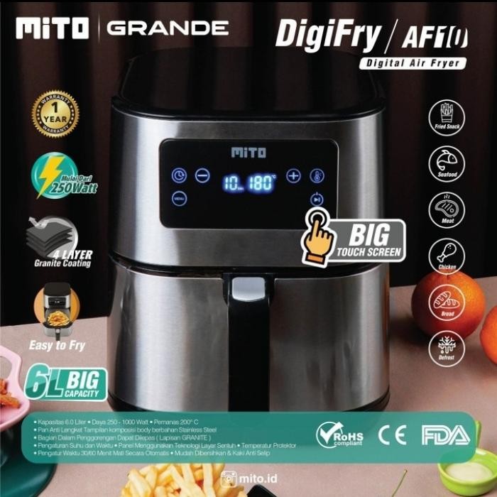 

MITO Grande Digital Air Fryer AF10 6 Liter Alat Goreng Tanpa Minyak