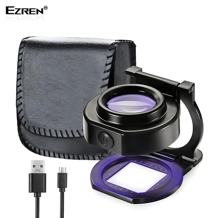 

Ezren EZ-0351 Kaca Pembesar Lup 25x With 6 Light USB Lipat Portabel