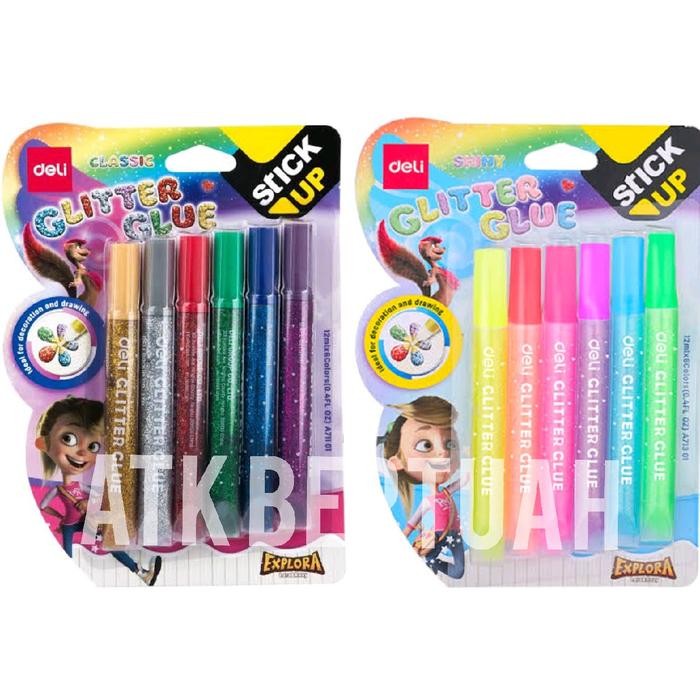 

DELI GLITTER GLUE METALLIC CLASSIC NEON SHINY SET LEM KILAP KILAU