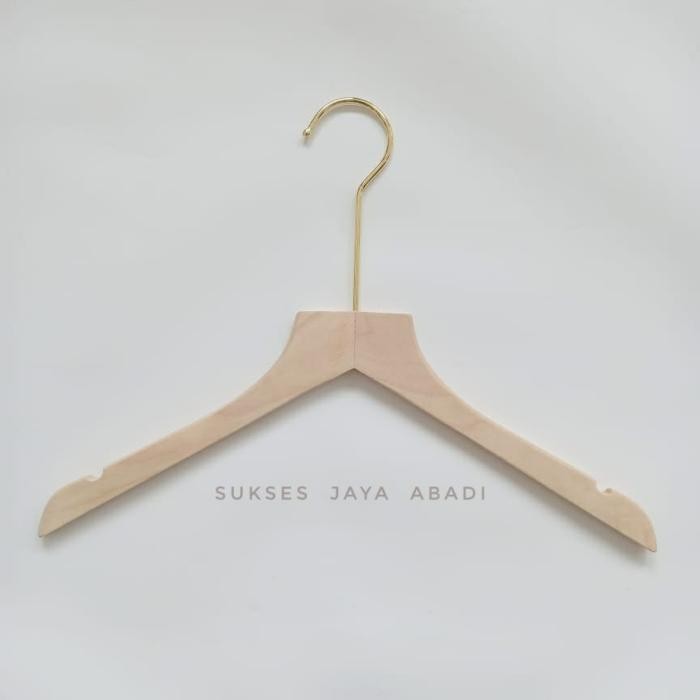 Hanger Gold Kayu Atasan / Hanger Kayu / Hanger Baju