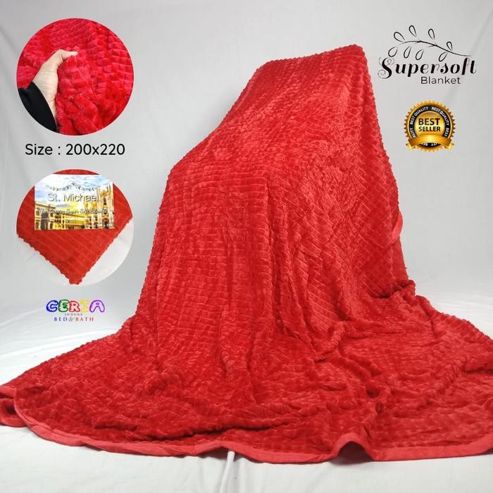 Selimut Bulu Tebal Jumbo Lembut St.Michael 200x200 Merah