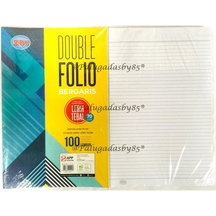 

SIDU Kertas Double Folio Garis 100 (1 Pak Isi 100 Lembar) / Kertas Double Folio Bergaris Sidu 100 /