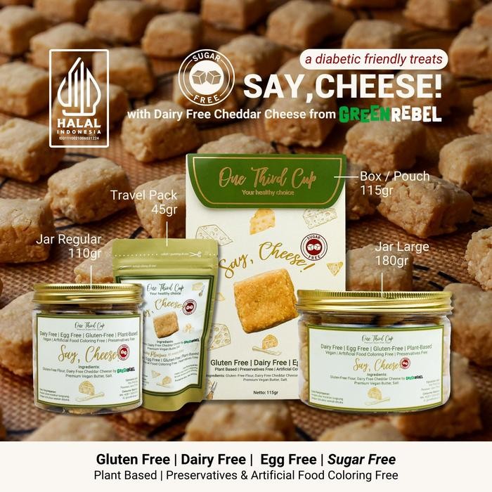 

Ger Say,Cheese! cookies gluten free tanpa susu tanpa telur bebas gula diabetic friendly - One Third