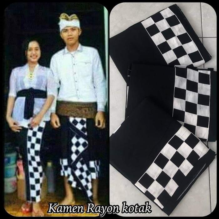 Pakaian Adat Bali Kamen Kain Kotak Kotak Oleh Oleh Khas Bali Terbatas