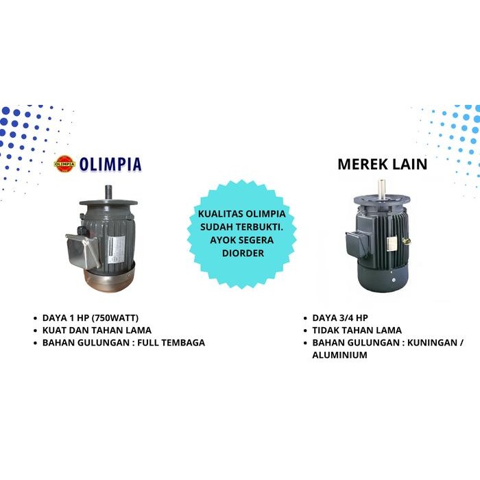 NEW DINAMO OLIMPIA 1 HP 1 PHASE SPAREPART KINCIR TAMBAK