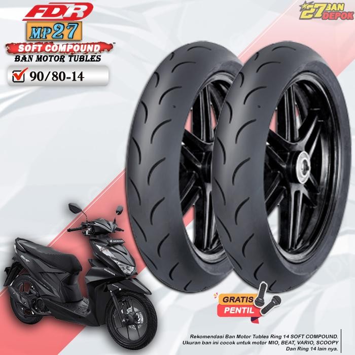 [Sepasang] Ban Motor Beat Fdr Mp27 Ring 14 Tubles Ban Motor Tubeless Mio Beat Vario Ring 14 Tubles
