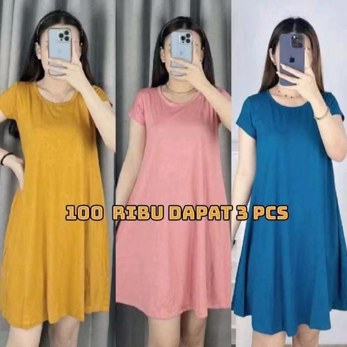 Dress Mola / Swing Dress / Daster Mola Wanita Dewasa / Mini Dress Spandek / Baju Tidur Wanita Midi