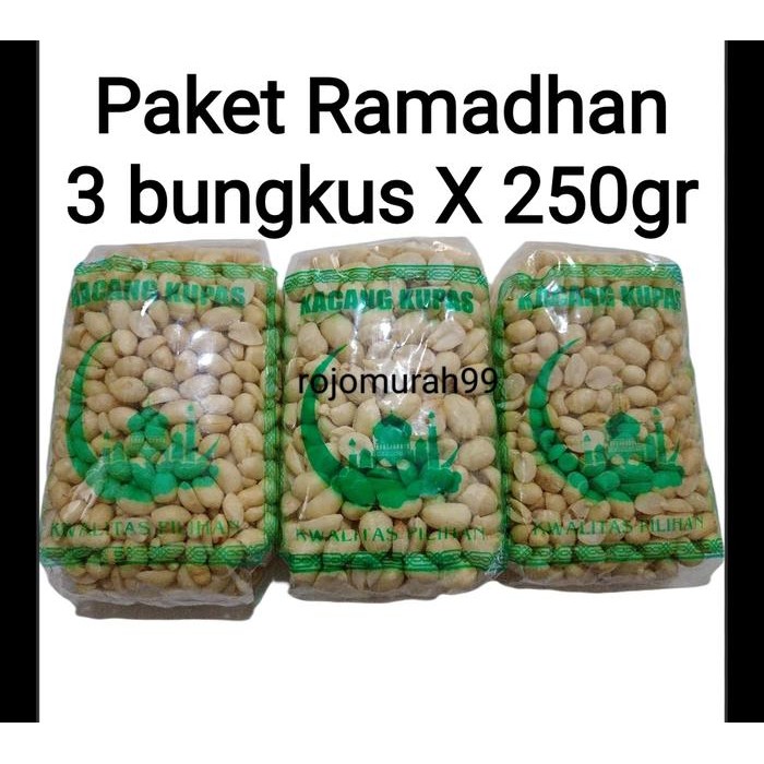 

Kacang Kupas Spesial Lebaran - 3 bungkus x 250 Gram , kemasan bungkus random- Cemilan, Food Camilan