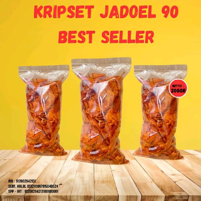 

KRIPSET JADOEL 90 PEDAS ASIN GURIH NAGIH ASLI ZAMAN DULU KEMASAN 200gr Food Snack Cemilan Keripik