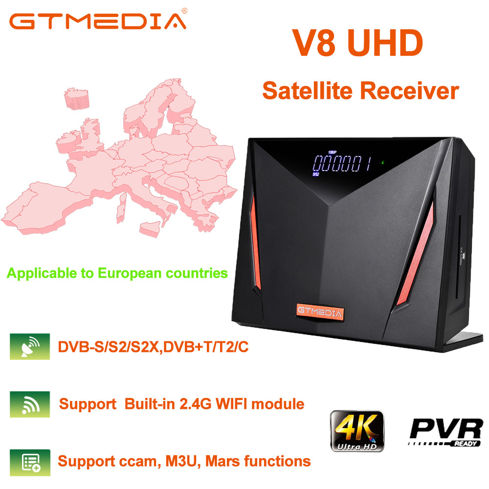 GTMEDIA V8 UHD Mars Satellite Receiver, DVB-S/S2/S2X,DVB+T/T2/ISDB-T/Cable 4K HD Built-in 2.4G WIFI