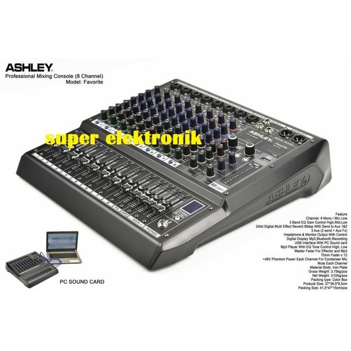 Mixer Ashley Favte 8 8 Channel PC Soundcard - Bluetooth