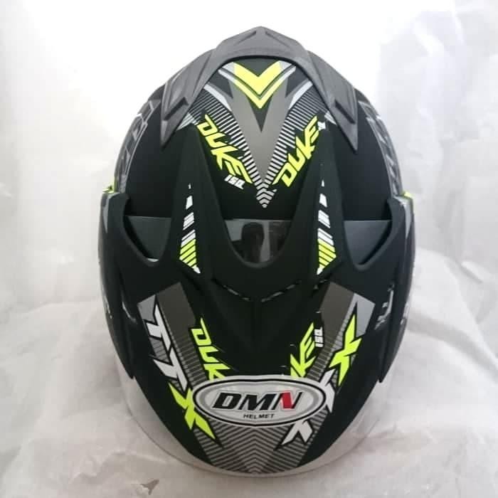 Helm 2 Kaca (Double Visor) Black Doff Yellow Duke Dmn