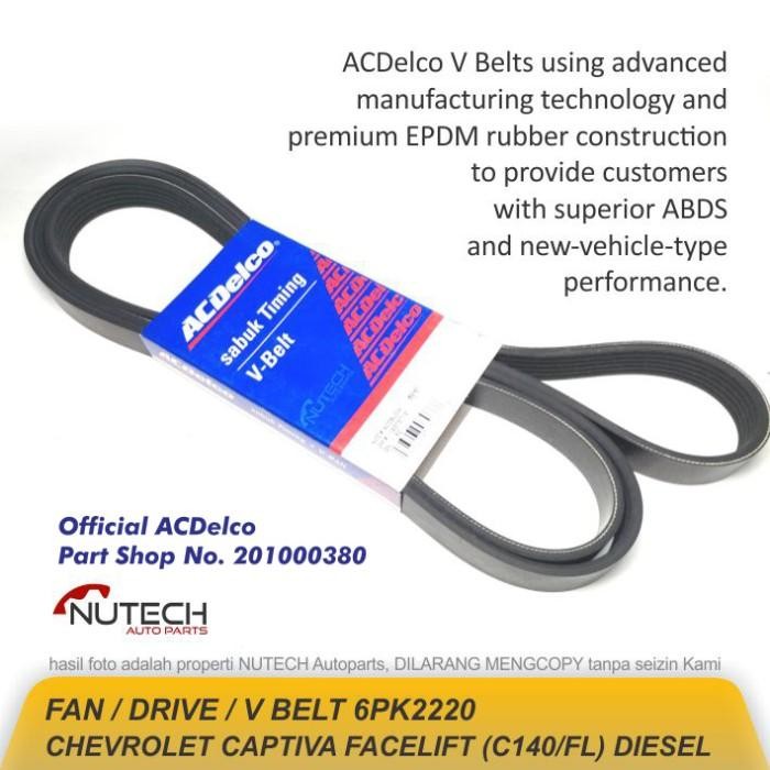 Fan Drive V Belt Ori Captiva Facelift Fl Diesel 6Pk2220 Acdelco Gm