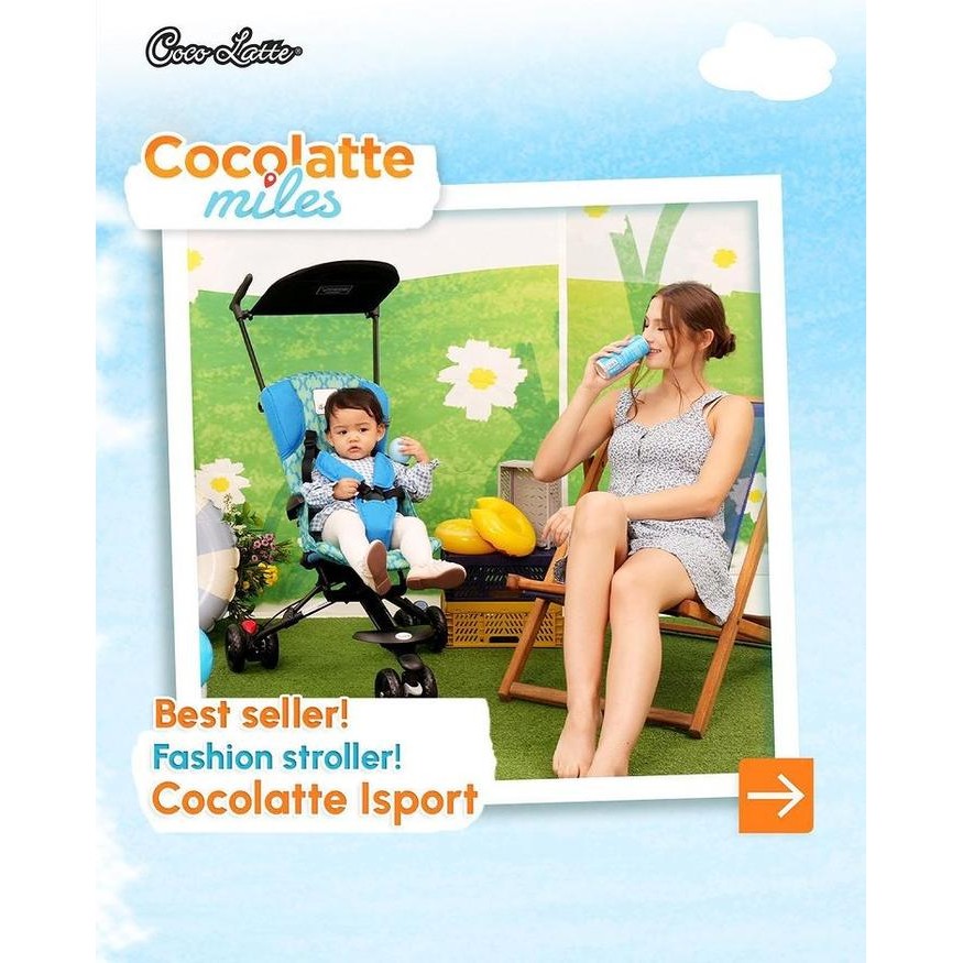 Stroller Cocolatte Isport Motif - Blue W Dot / Kereta Dorong Bayi Cewek Cowok