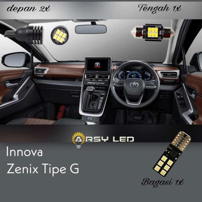 Paket Lampu Plafon Kabin Led Mobil Innova Zenix Hybrid Type G - 4 Led