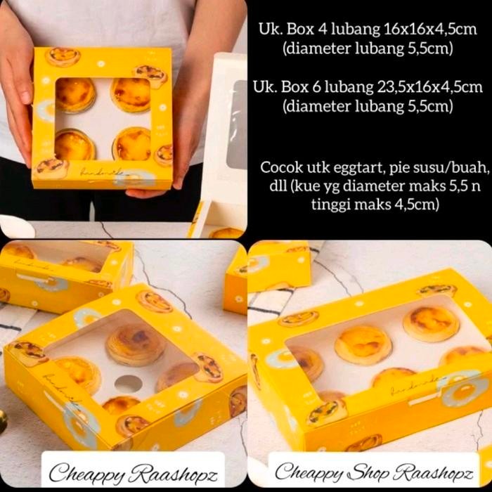 5pcs Box Egg Tart Box Eggtart Box Pie Buah Box Pie Susu Box Snack Dus Sus Box sekat Eggtart Kotak