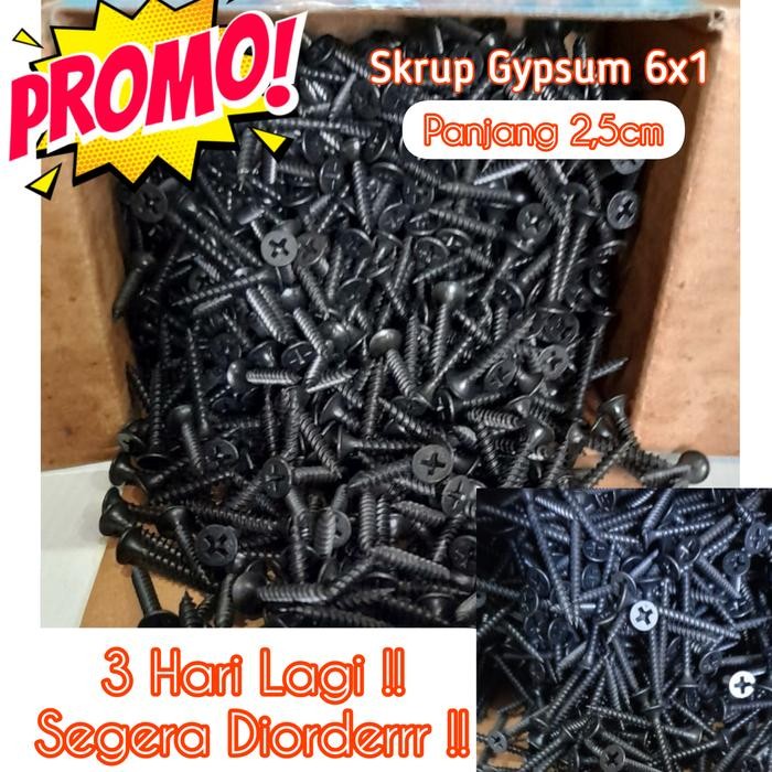 skrup gypsum 1 inci / Skrup Gipsum 6x1 inch Perkotak *