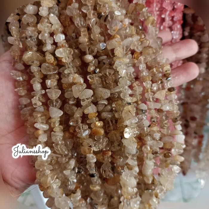 Manik Mote Batu Alam Kerikil Natural Citrine Panjang 80 cm *