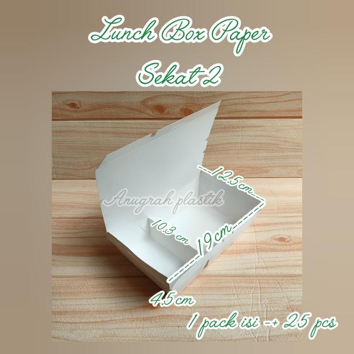 Lunch Box Paper Sekat 2 Putih dan Coklat / Paper Lunch Box Sekat 2 PER PACK