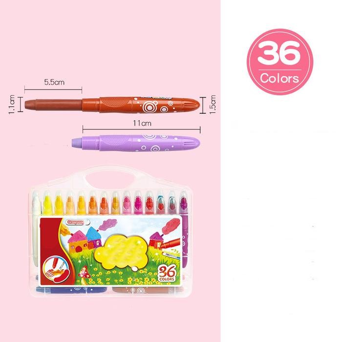 

Crayon Grasp Mata Besar 24/36/48 Warna Krayon Lembut Water Soluble Crayon Krayon Sil Warna Lengkap