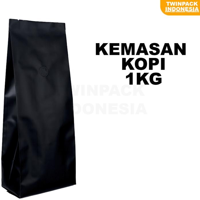 Kemasan Kopi 1Kg Hitam Gusset Center Seal Packaging Kopi