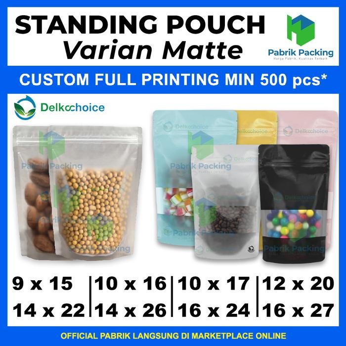 Kemasan Makanan Standing Pouch Ziplock Delkochoice Varian Matte