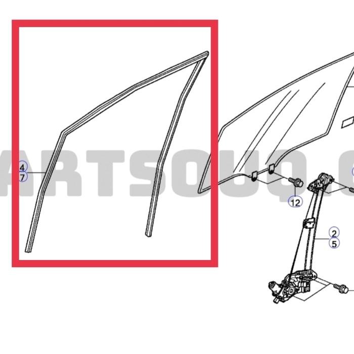 Karet Kaca Pintu Runchannel Honda Jazz Ge8 2008-2013 Original
