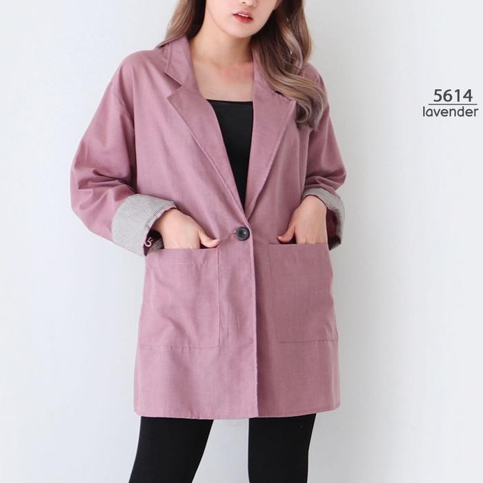BLAZER LAVENDER PINK WANITA CEWEK JUMBO BIGSIZE OVERSIZE FORMAL OUTTER 5614 JAS KERJA KANTOR RESMI