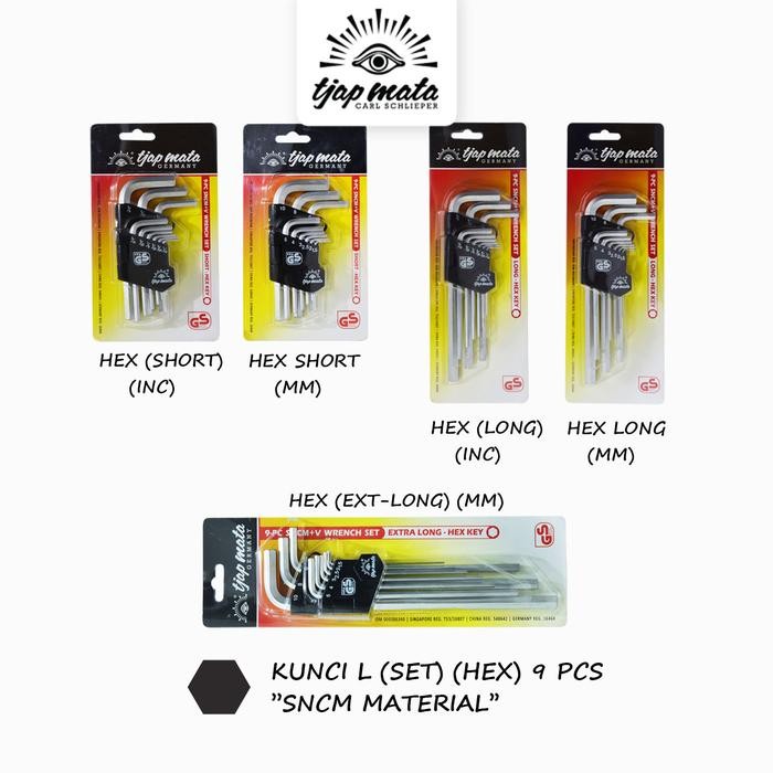 TJAP MATA / CAP MATA Set 9 Pcs Kunci L SNCM - HEX
